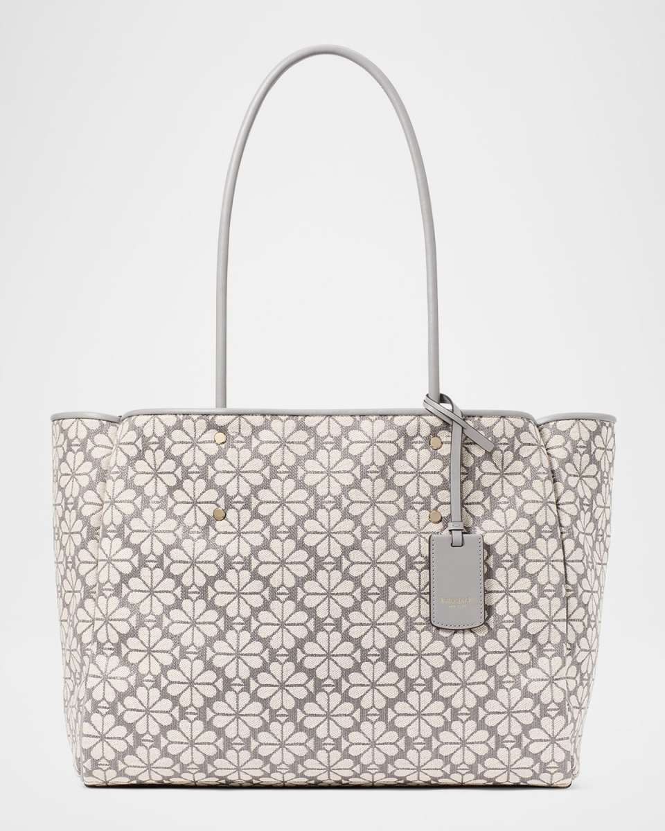 large spade flower jacquard tote bag